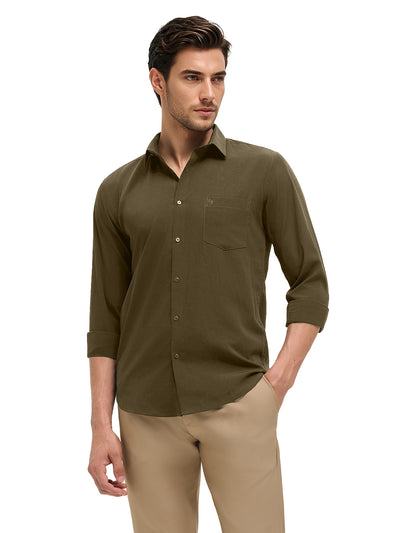 Olive Slate Plain Casual Shirt
