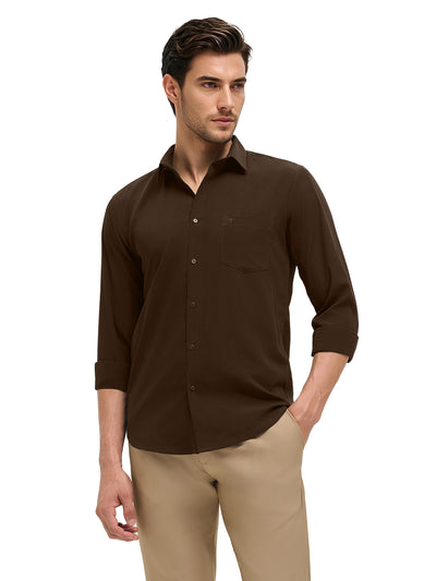 Ruby Brown Plain Casual Shirt