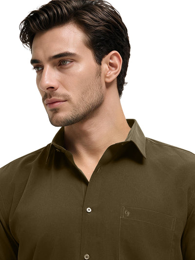 Olive Slate Plain Casual Shirt