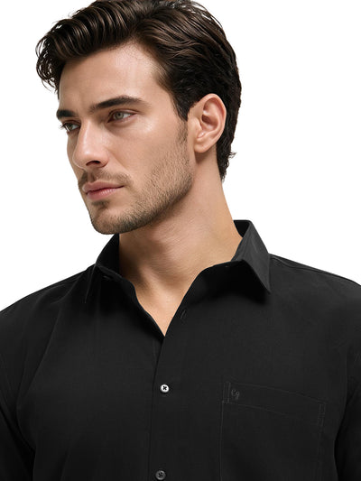 Onyx Black Plain Casual Shirt