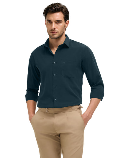 Aegean Teal Plain Casual Shirt