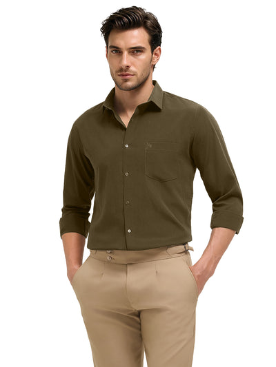 Olive Slate Plain Casual Shirt