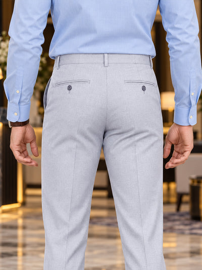Grey Solid Formal Trousers