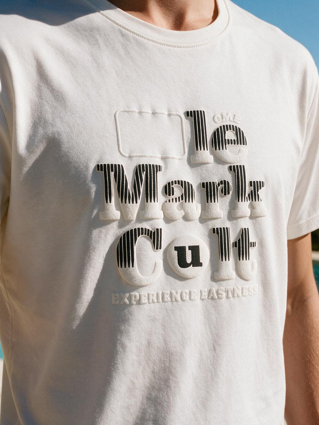 Cream White Printed Crew Neck T Shirt