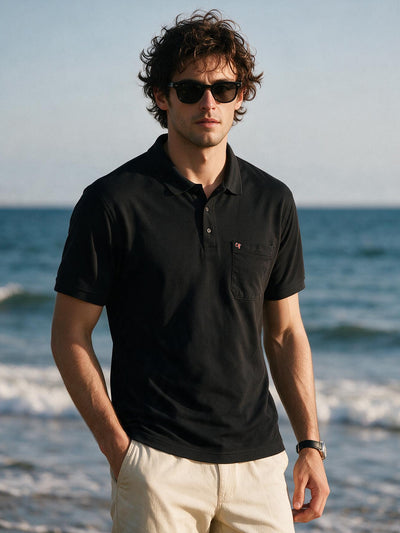 Charcoal Black Solid Polo t Shirt