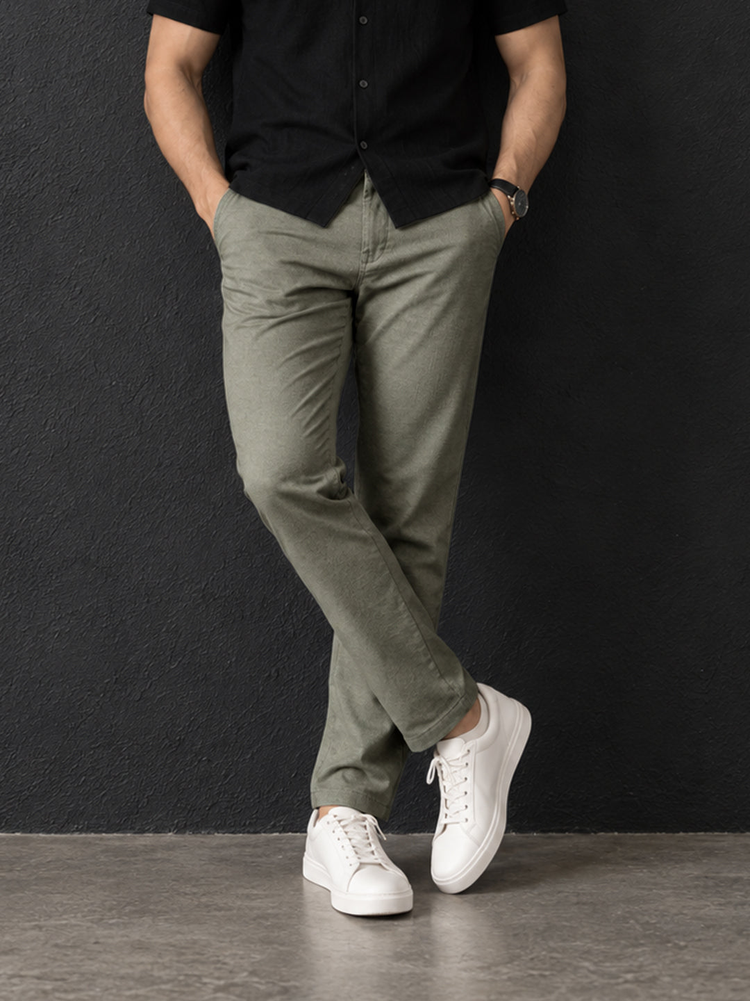 Silver Pista Solid Casual Trousers