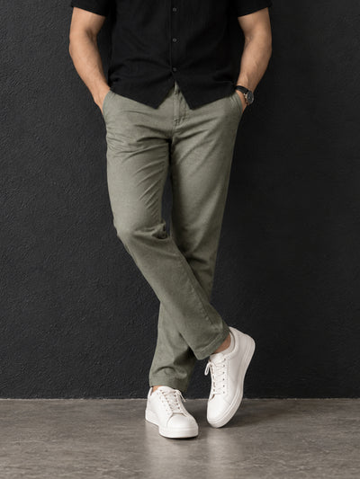 Silver Pista Solid Casual Trousers