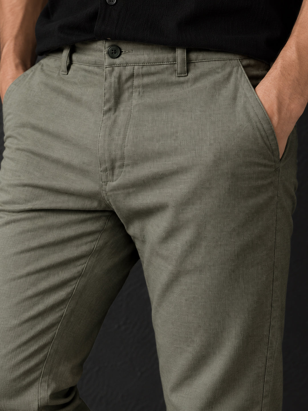 Silver Pista Solid Casual Trousers