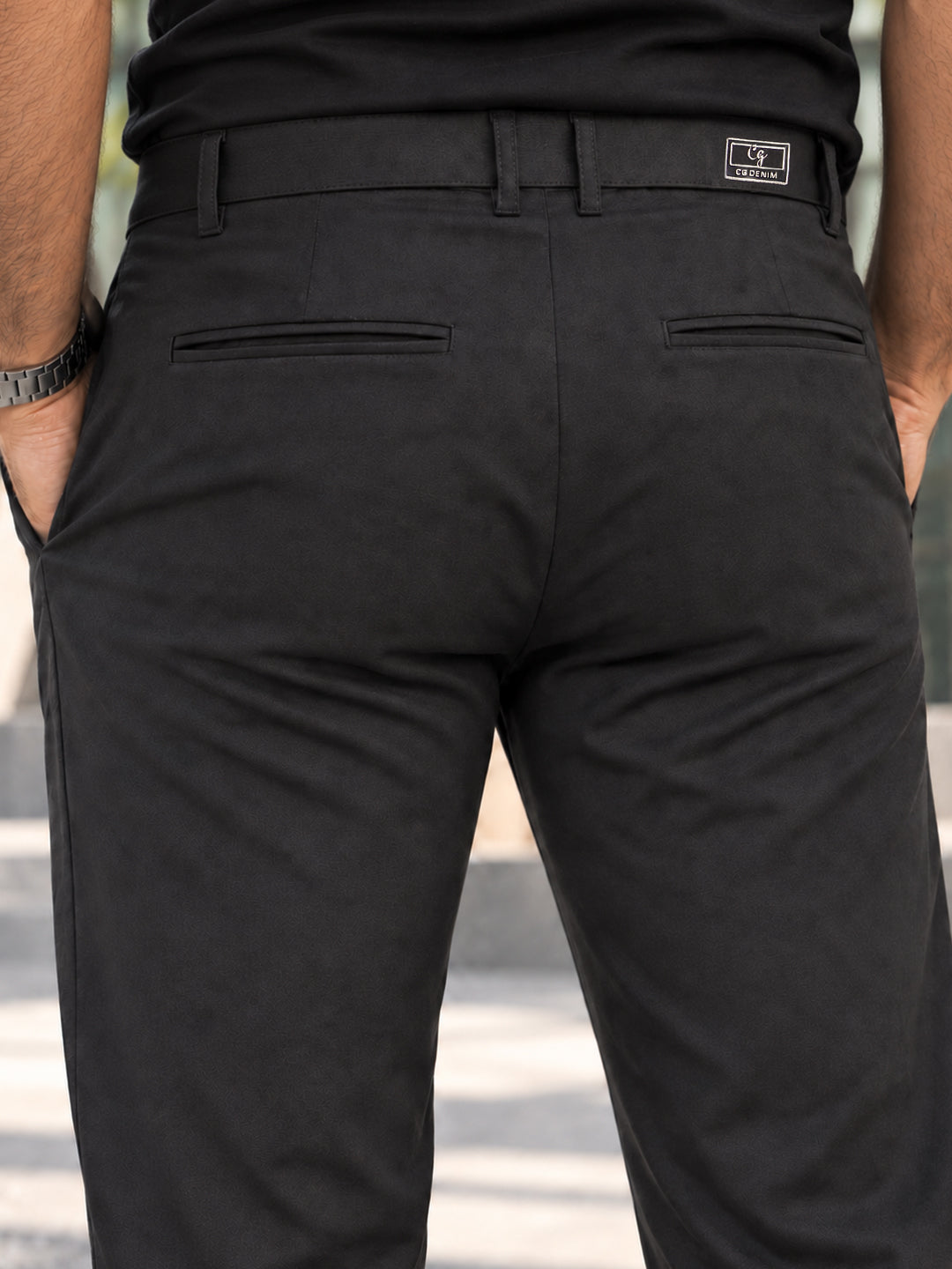 Ink Black Solid Casual Trousers