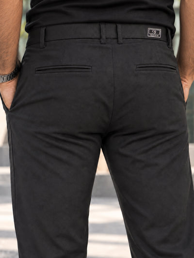 Ink Black Solid Casual Trousers