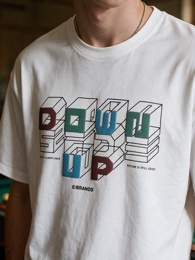 White Printed Crew Neck T Shirt
