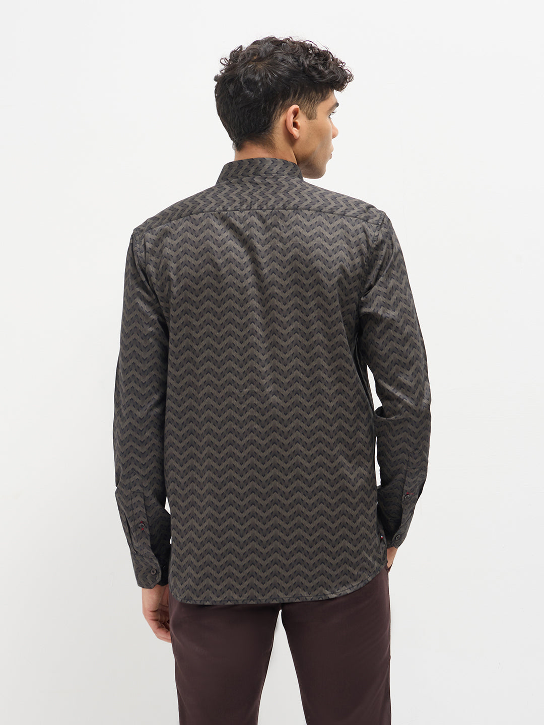 Cocoa Brown Abstract Printed Casual Shirt