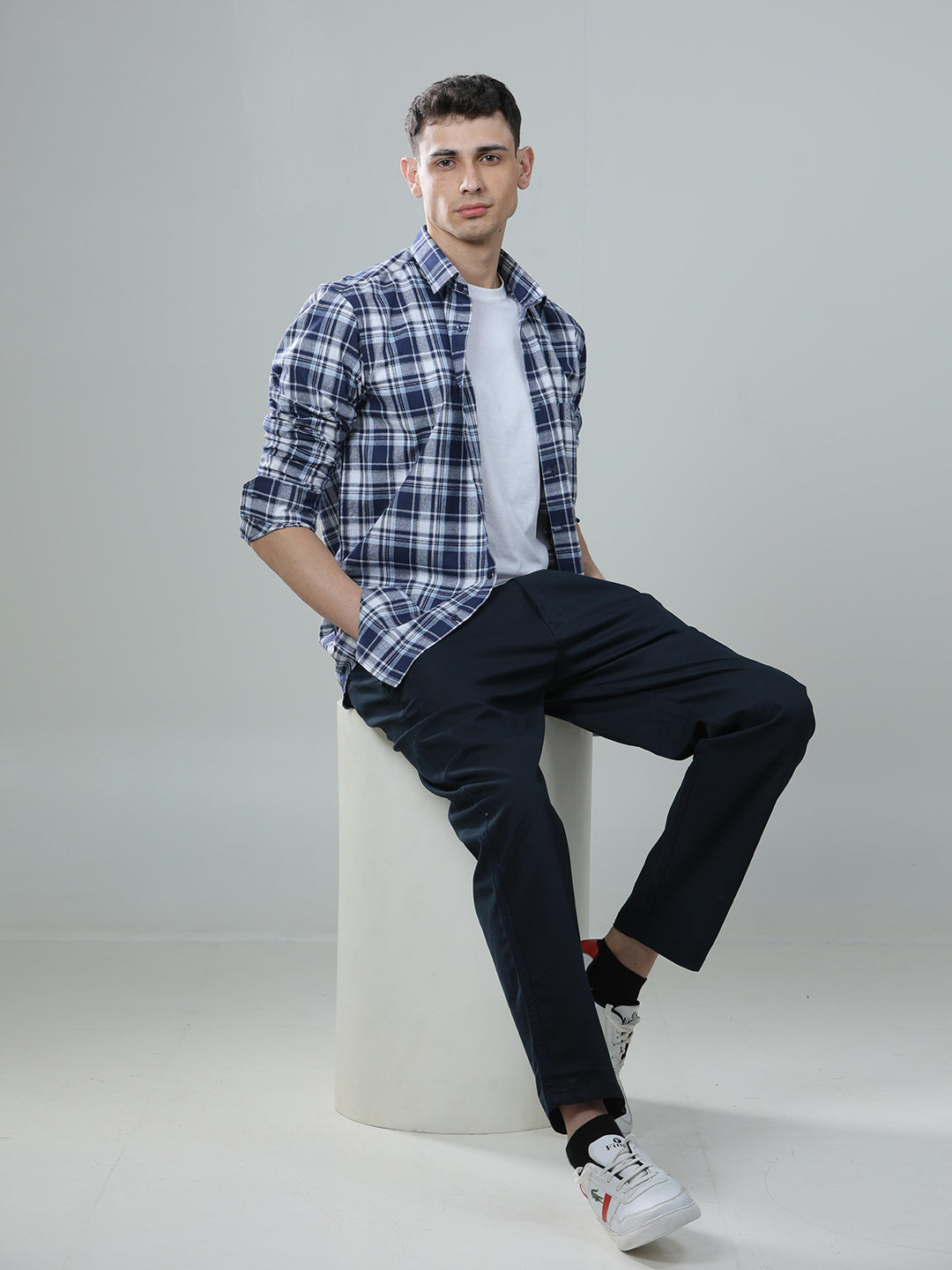 Indigo Blue Checked Casual Shirt