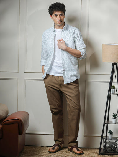 White Printed Casual Shirt