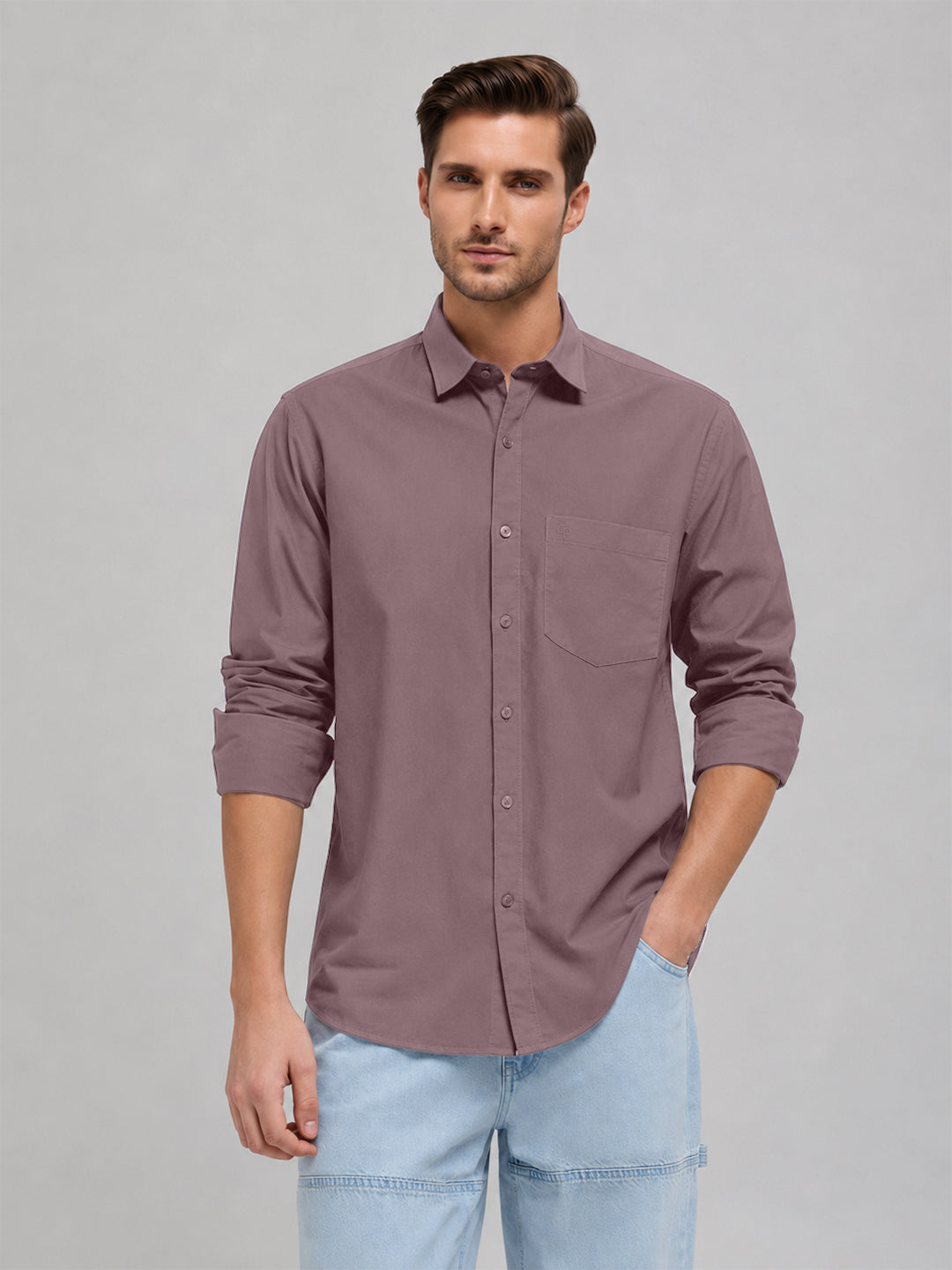 Ashen Rose Plain Casual Shirt