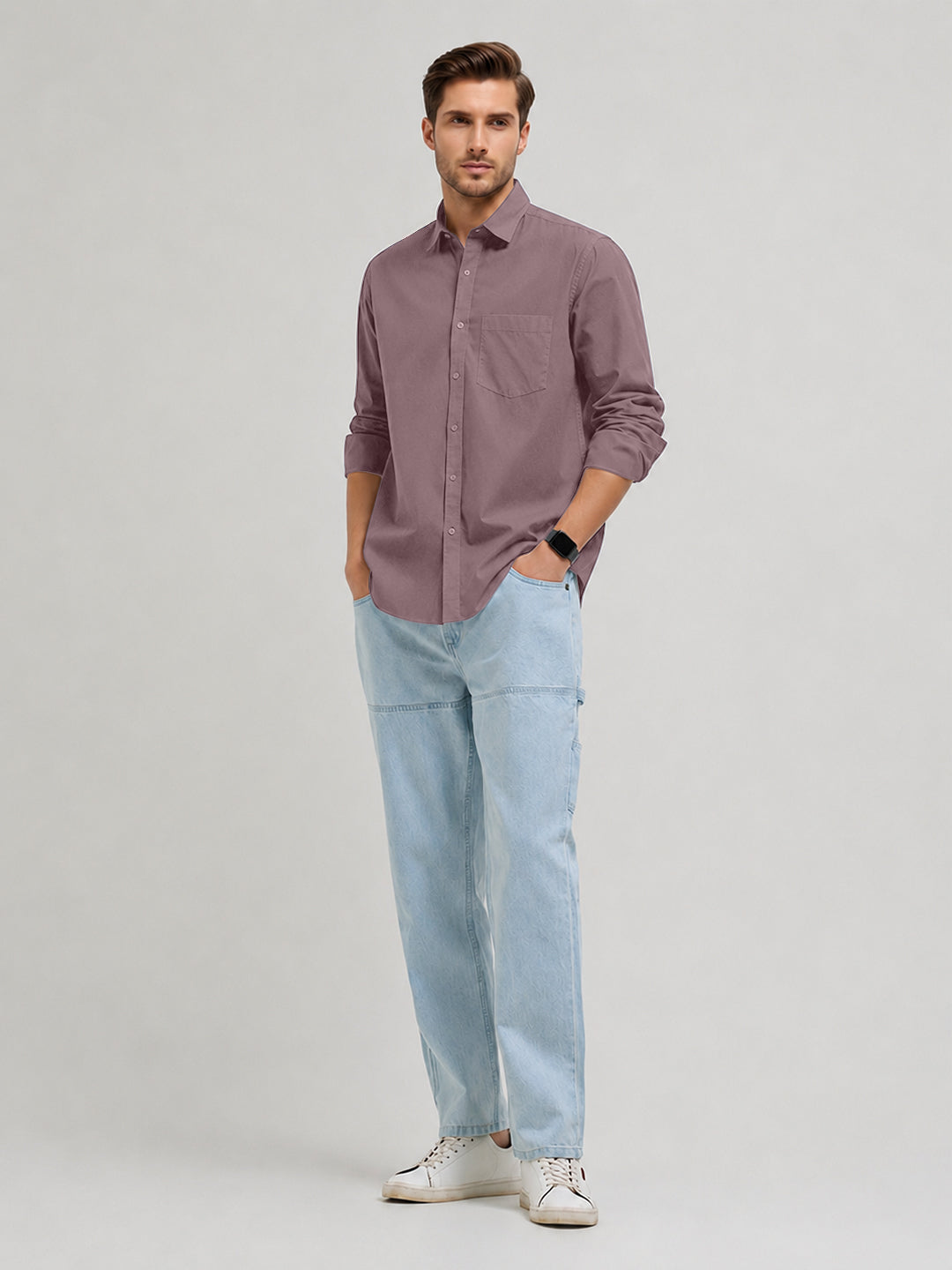 Ashen Rose Plain Casual Shirt