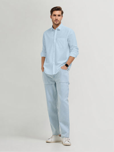 Aero Blue Plain Casual Shirt