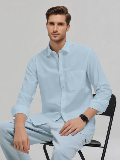 Aero Blue Plain Casual Shirt