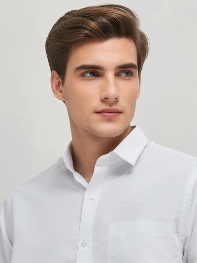 Ivory White Textured Formal Shirt