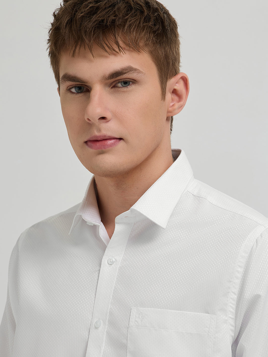 Pearl White Textured Formal Shirt