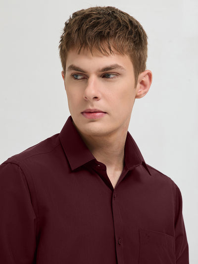 Burgundy Maroon Plain Formal Shirt