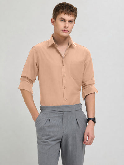 Pale Coral Plain Formal Shirt