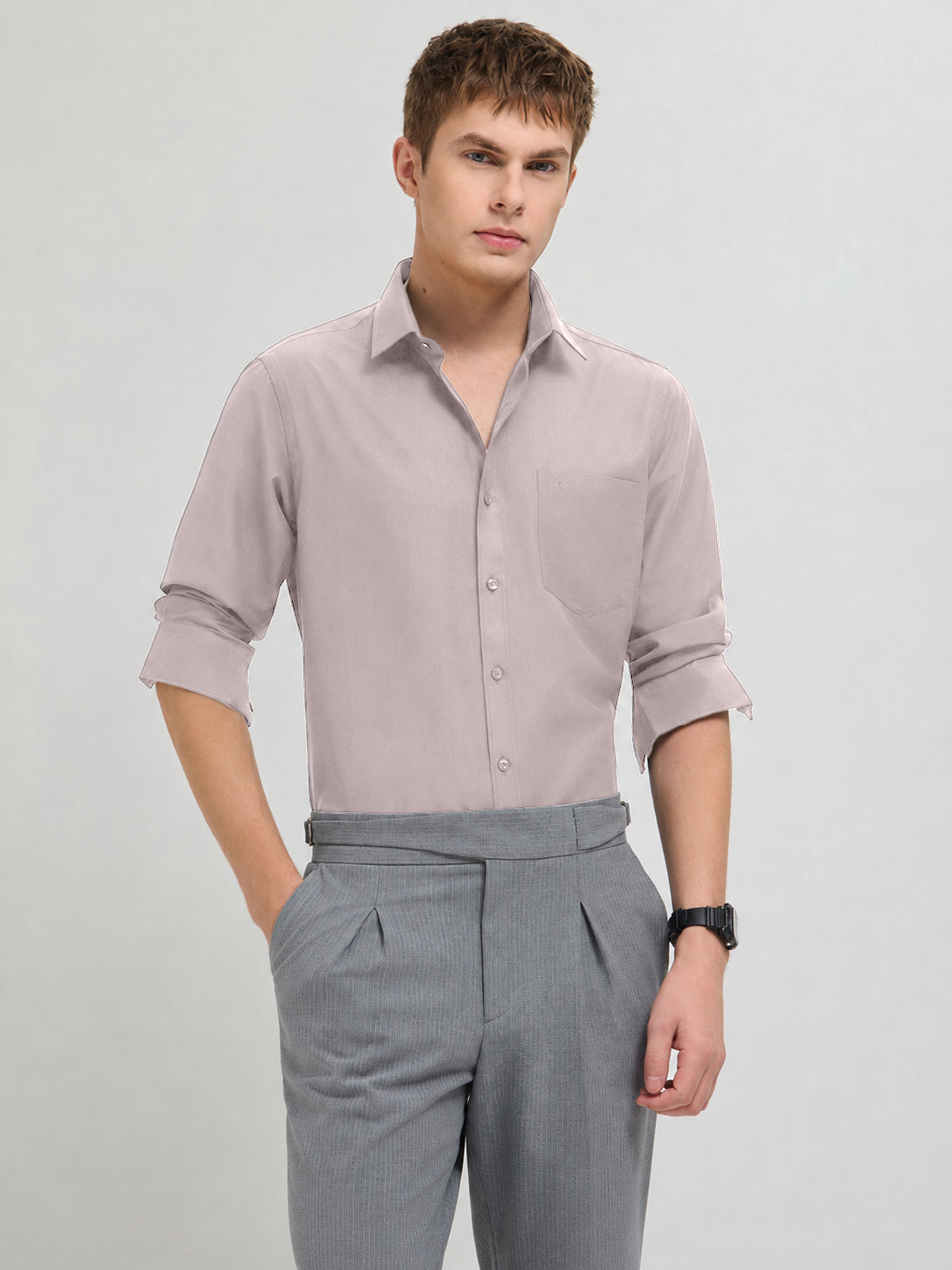 Dove Grey Plain Formal Shirt