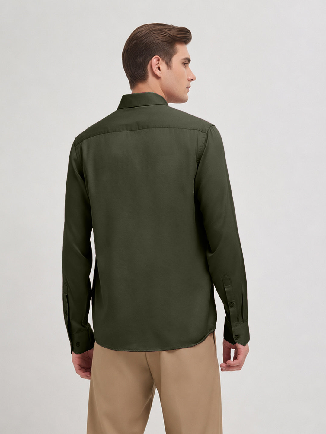 Pine Green Plain Casual Shirt
