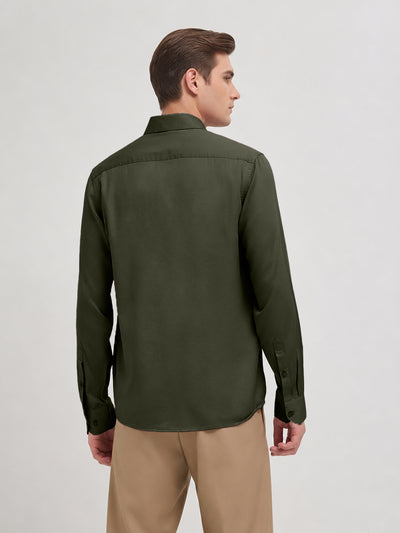 Pine Green Plain Casual Shirt