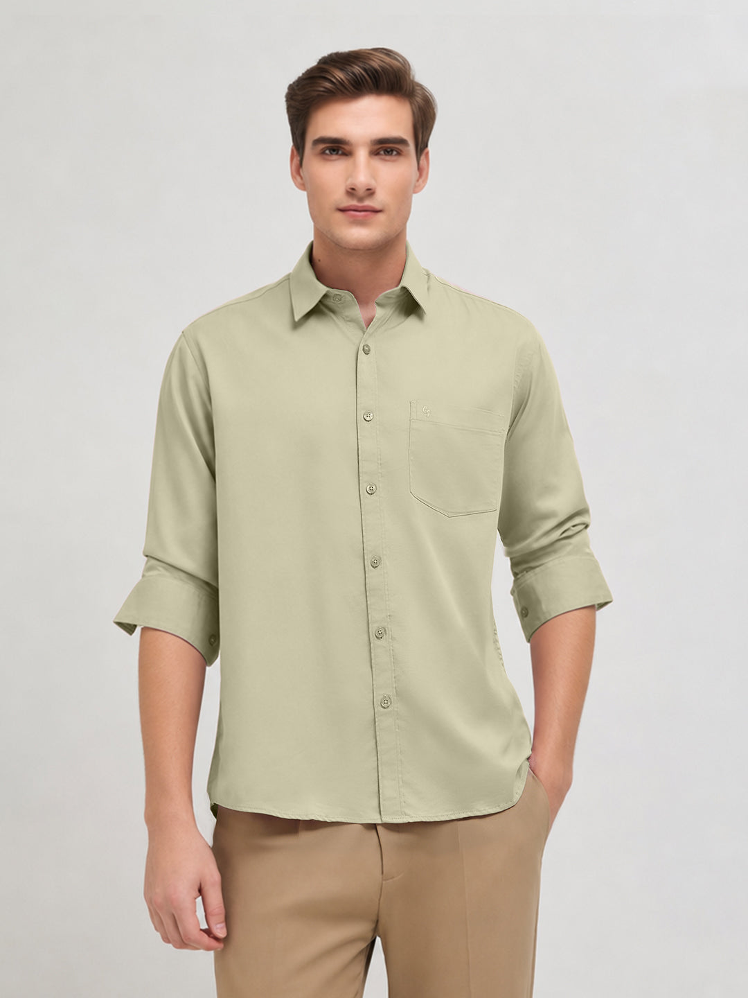Frosted Sage Plain Casual Shirt