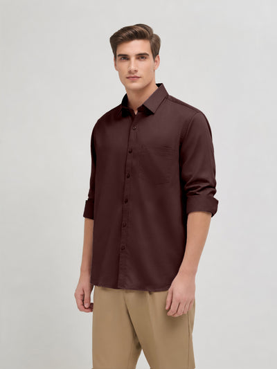 Dark Wine Plain Casual Shirt