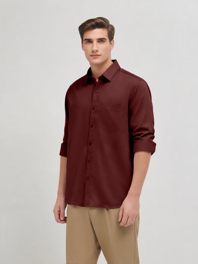 Royal Maroon Plain Casual Shirt