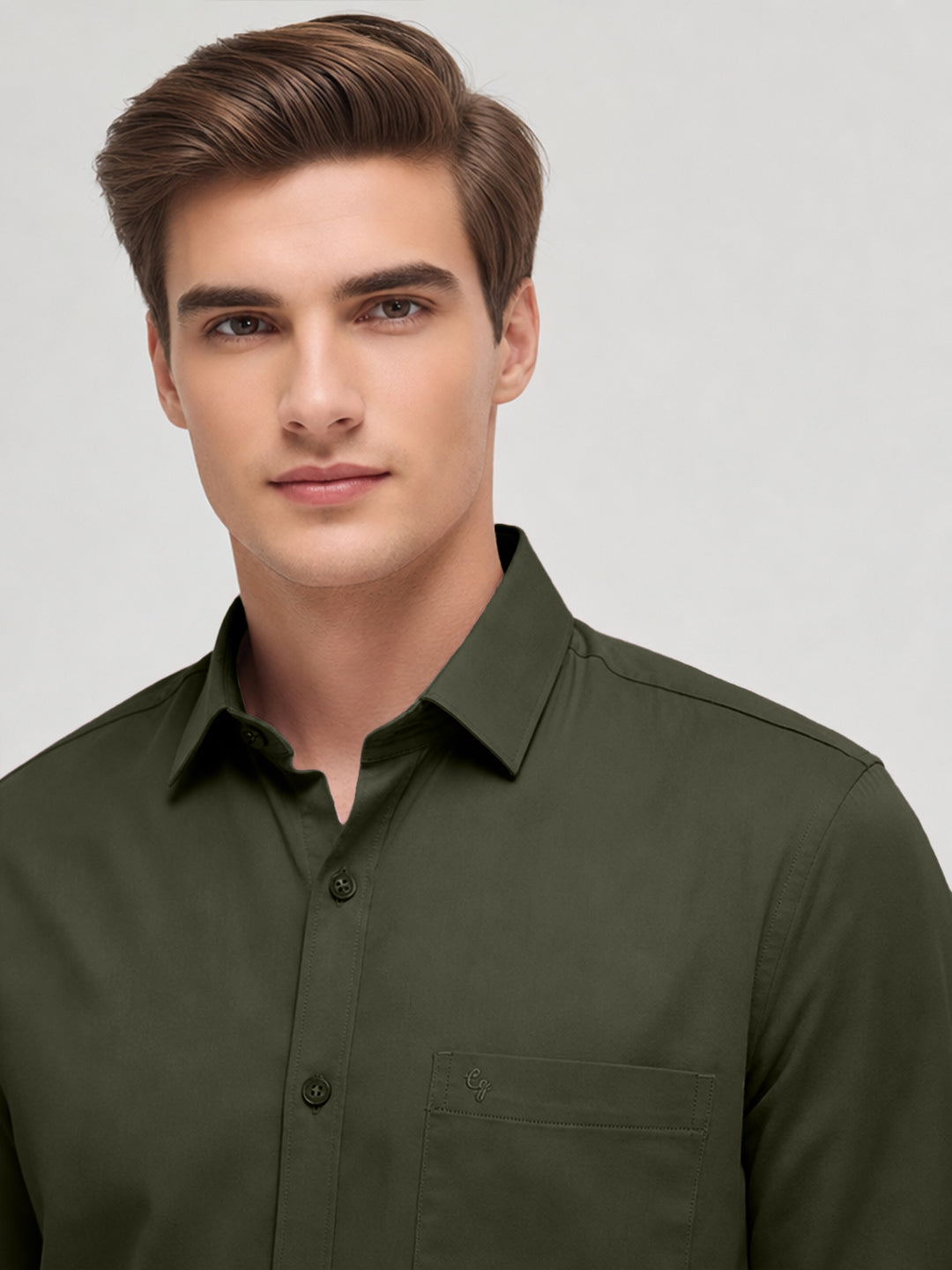 Pine Green Plain Casual Shirt