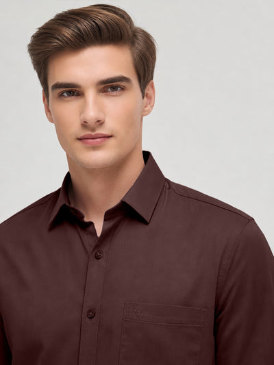 Dark Wine Plain Casual Shirt