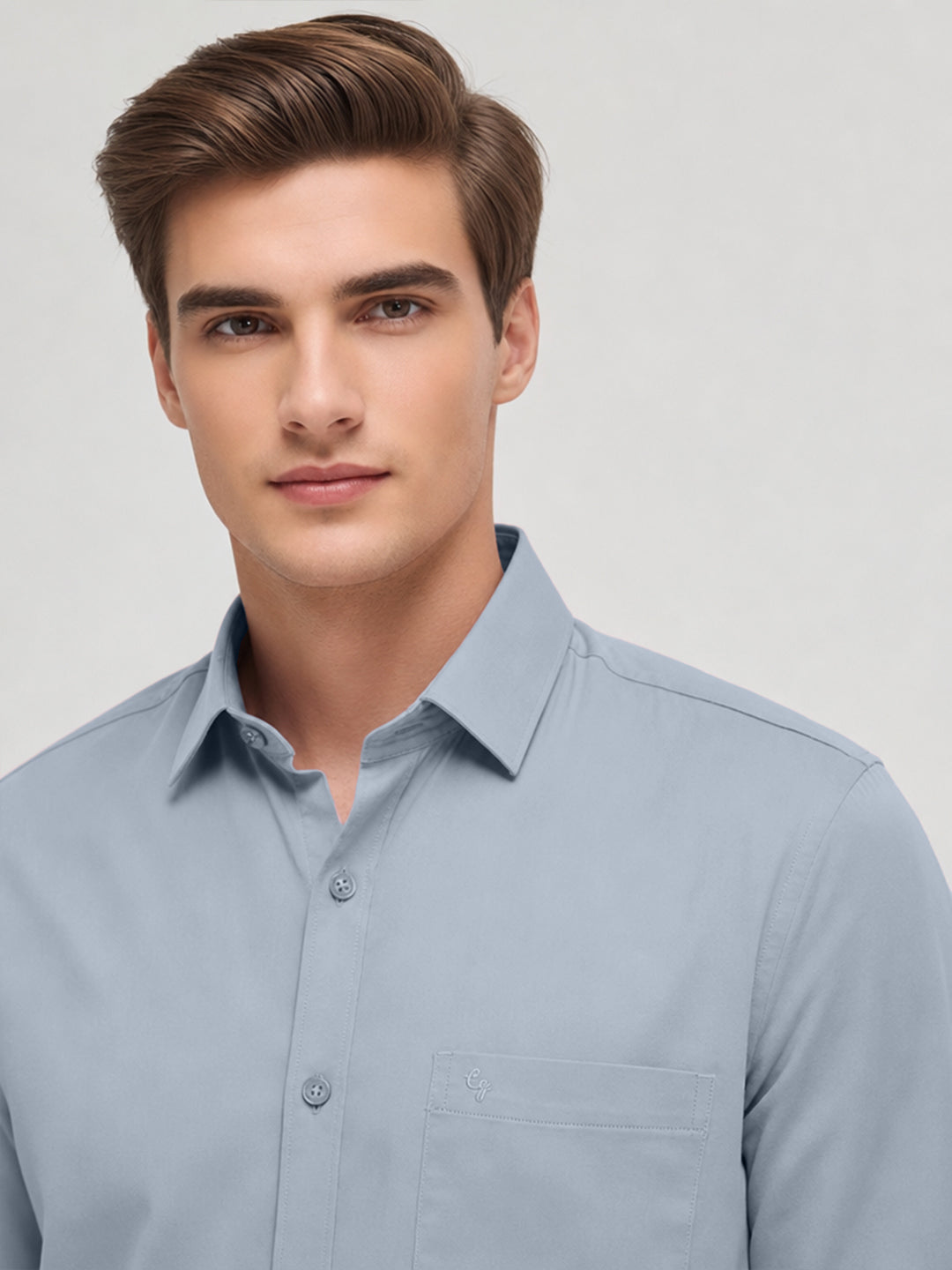 Hazy Blue Plain Casual Shirt