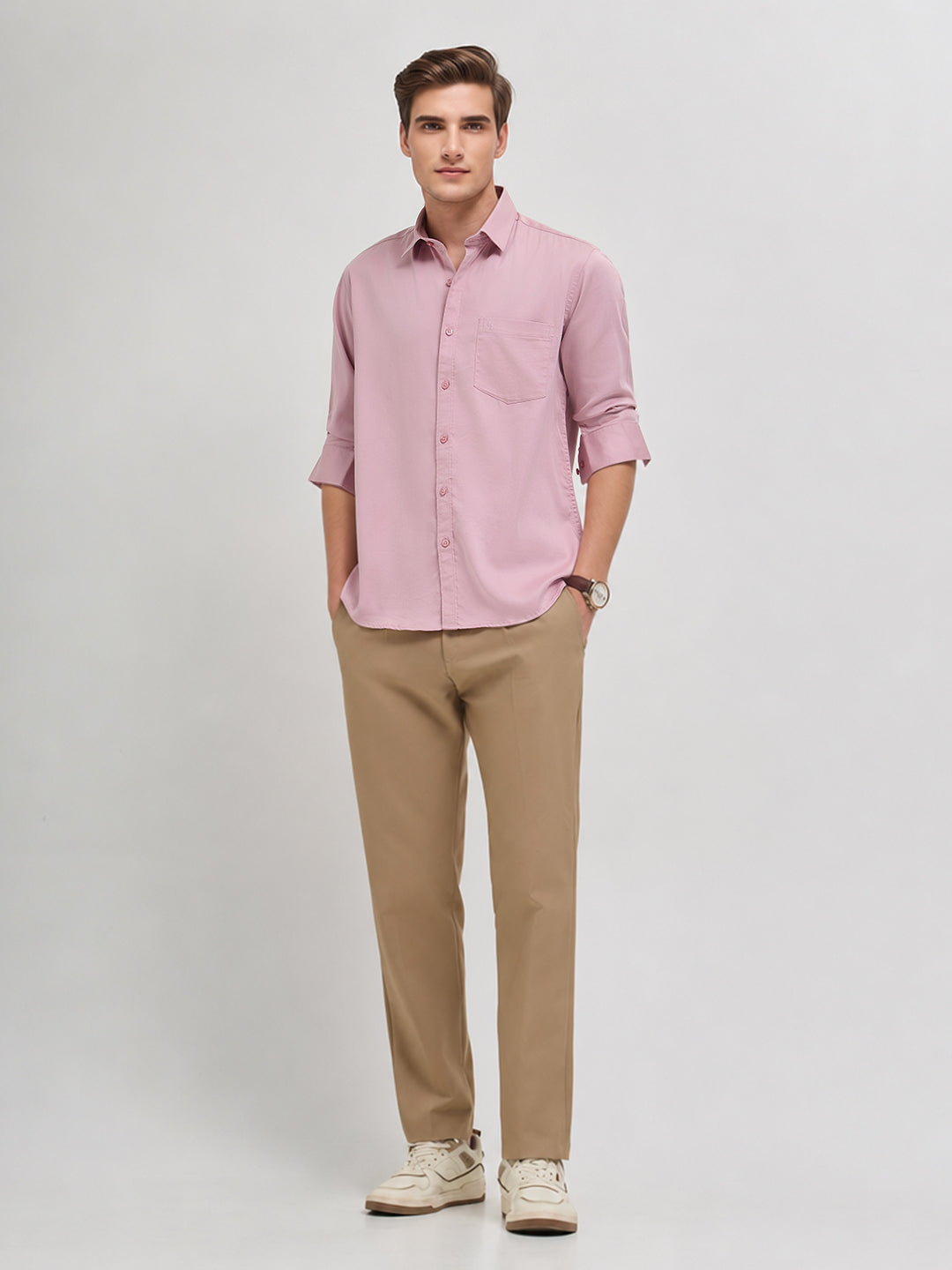Mauve Orchid Plain Casual Shirt