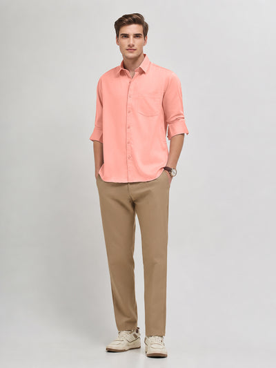 Blush Pink Plain Casual Shirt