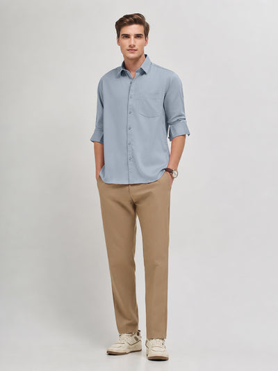 Hazy Blue Plain Casual Shirt