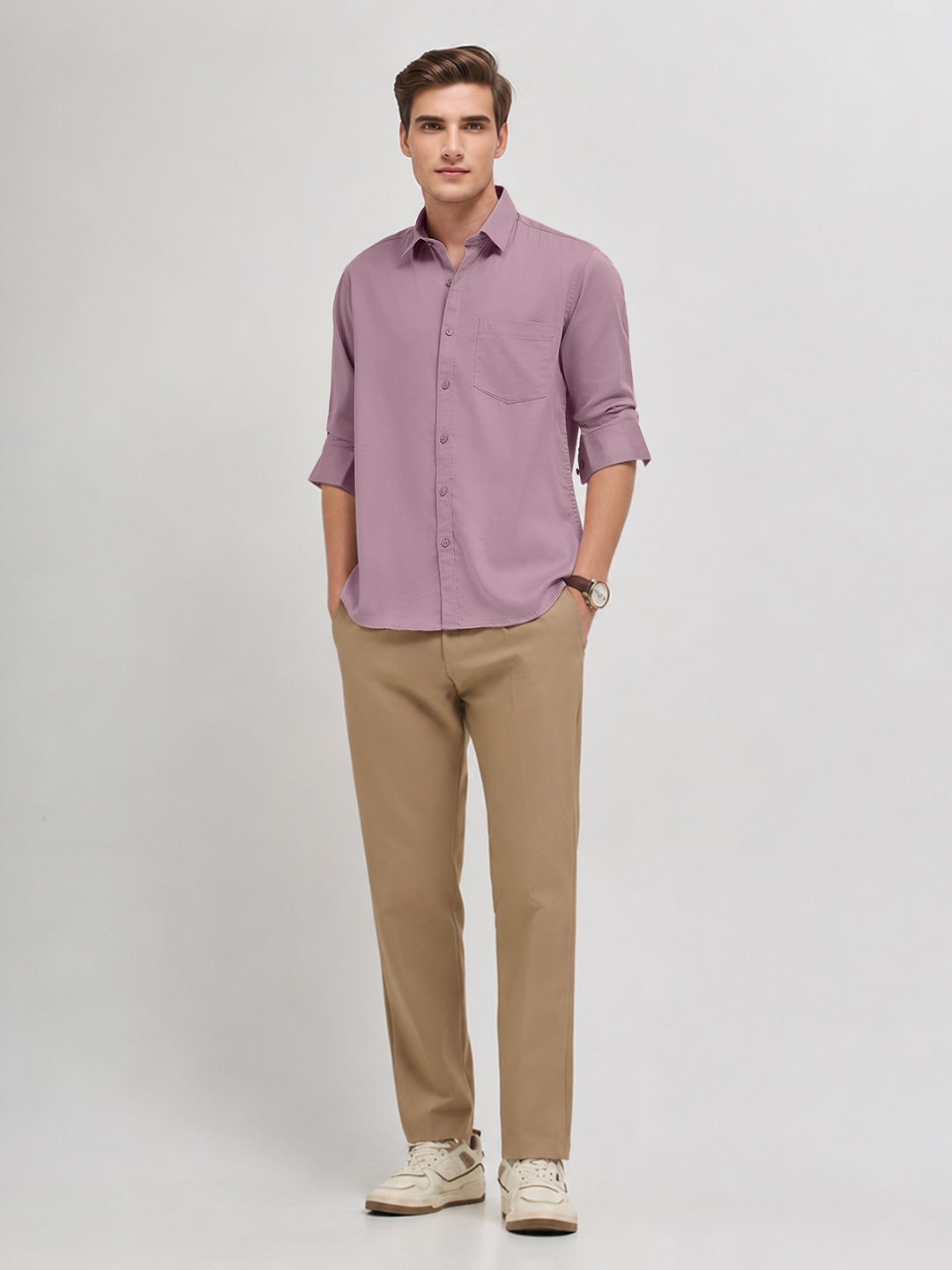 Purple Frost Plain Casual Shirt