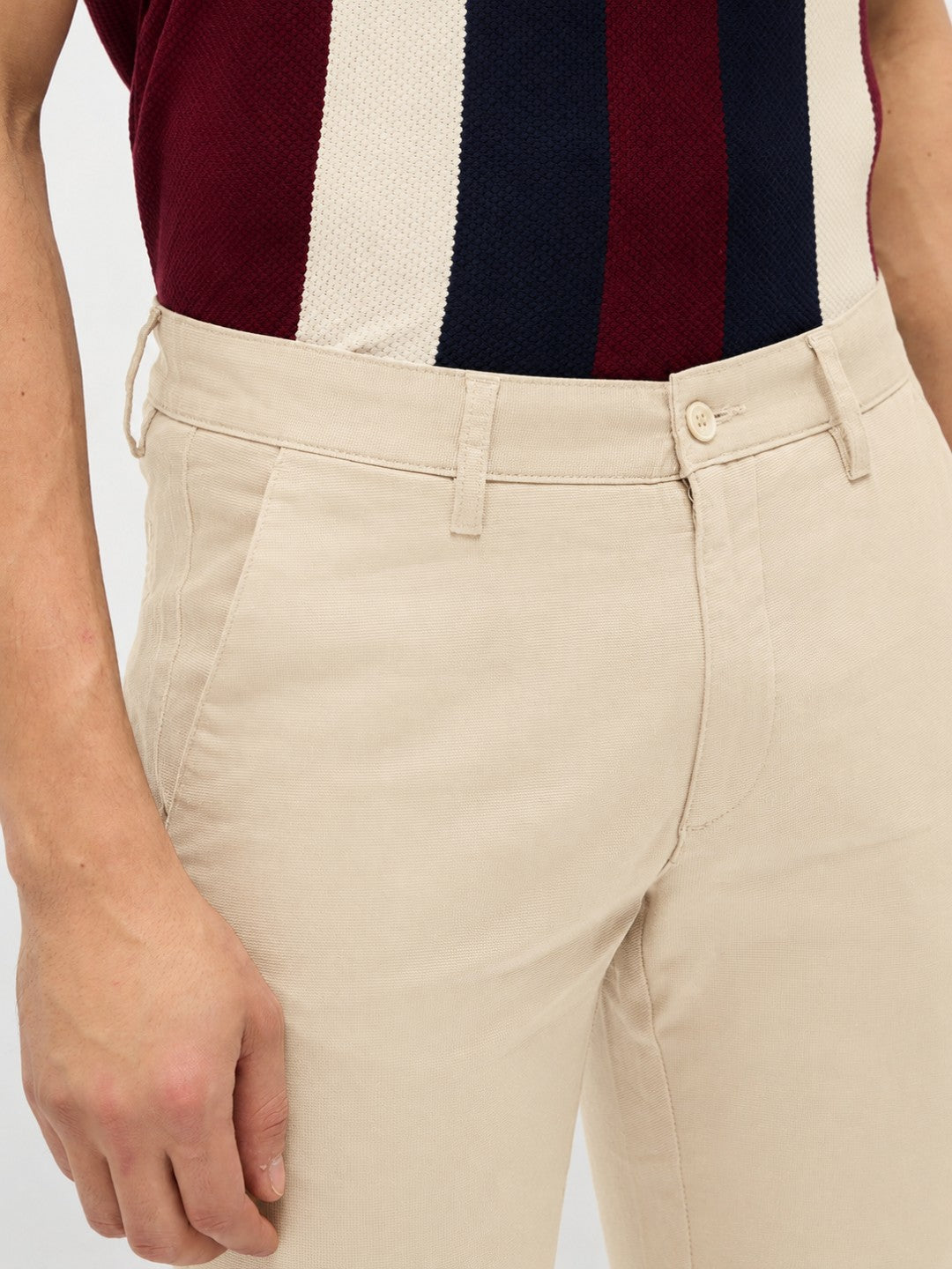 Stone Beige Solid Casual Trousers