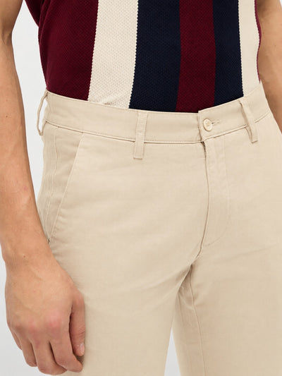 Stone Beige Solid Casual Trousers