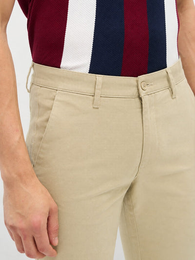 Light Beige Solid Casual Trousers