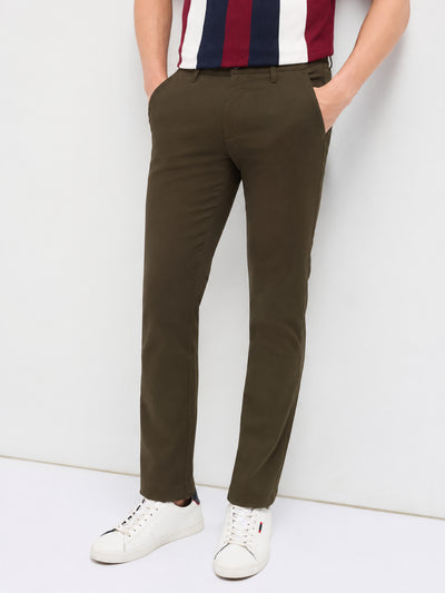 Sage Grey Solid Casual Trousers