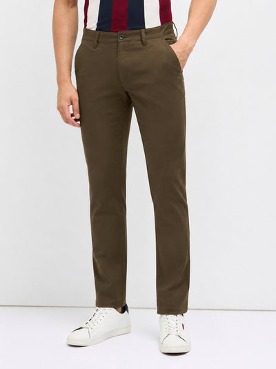Sage Grey Solid Casual Trousers