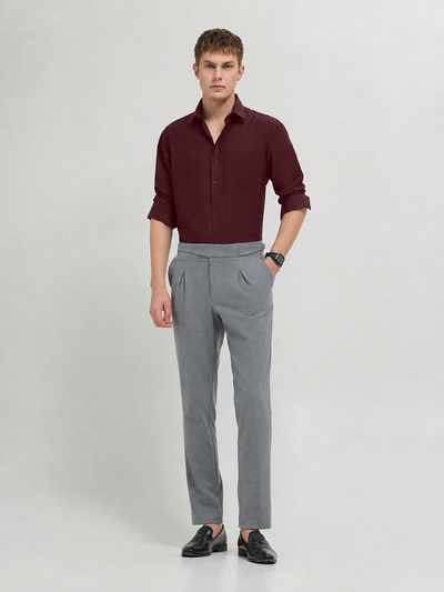 Burgundy Maroon Plain Formal Shirt