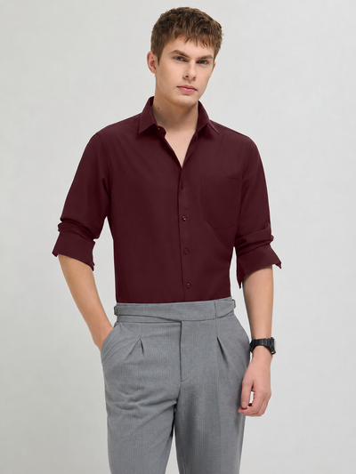 Burgundy Maroon Plain Formal Shirt