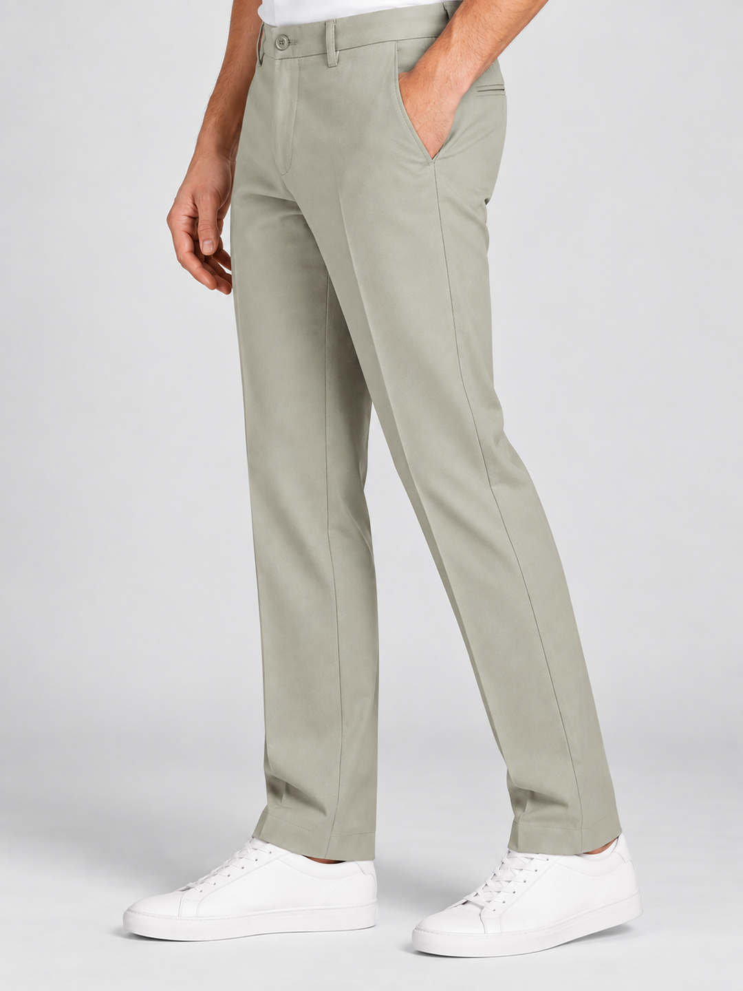 Pista Grey Solid Casual Trousers