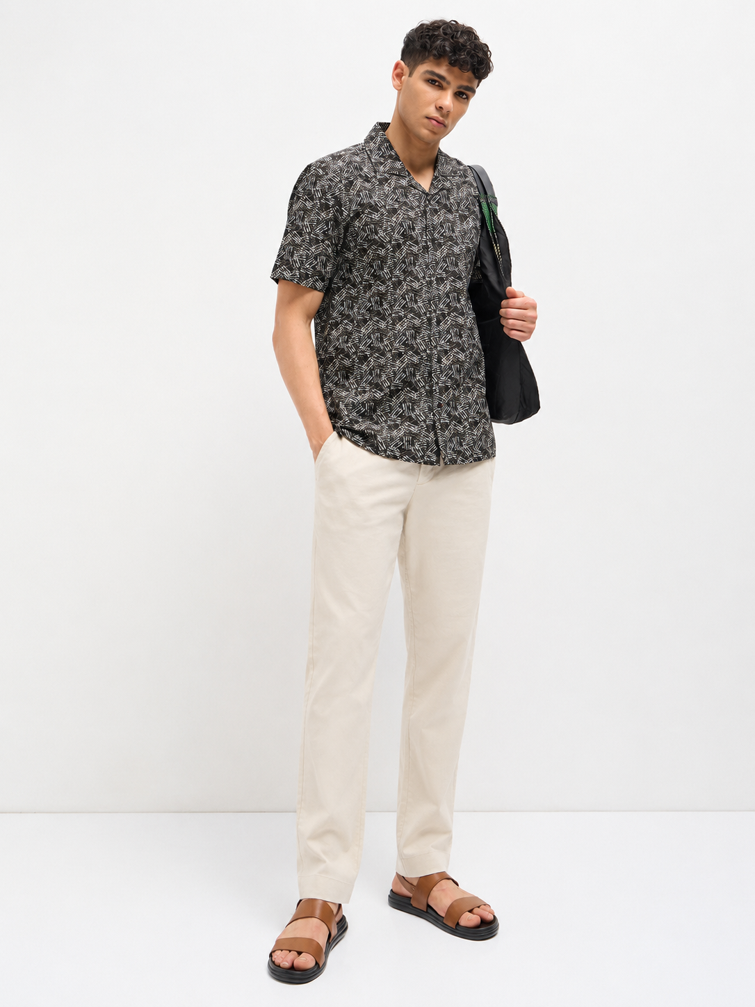 Black Abstract Printed Casual Shirt