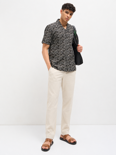 Black Abstract Printed Casual Shirt