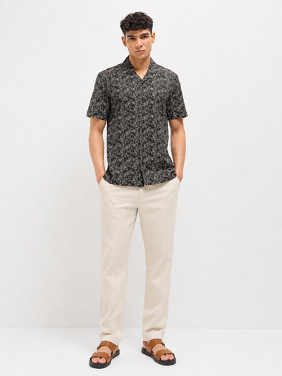Black Abstract Printed Casual Shirt